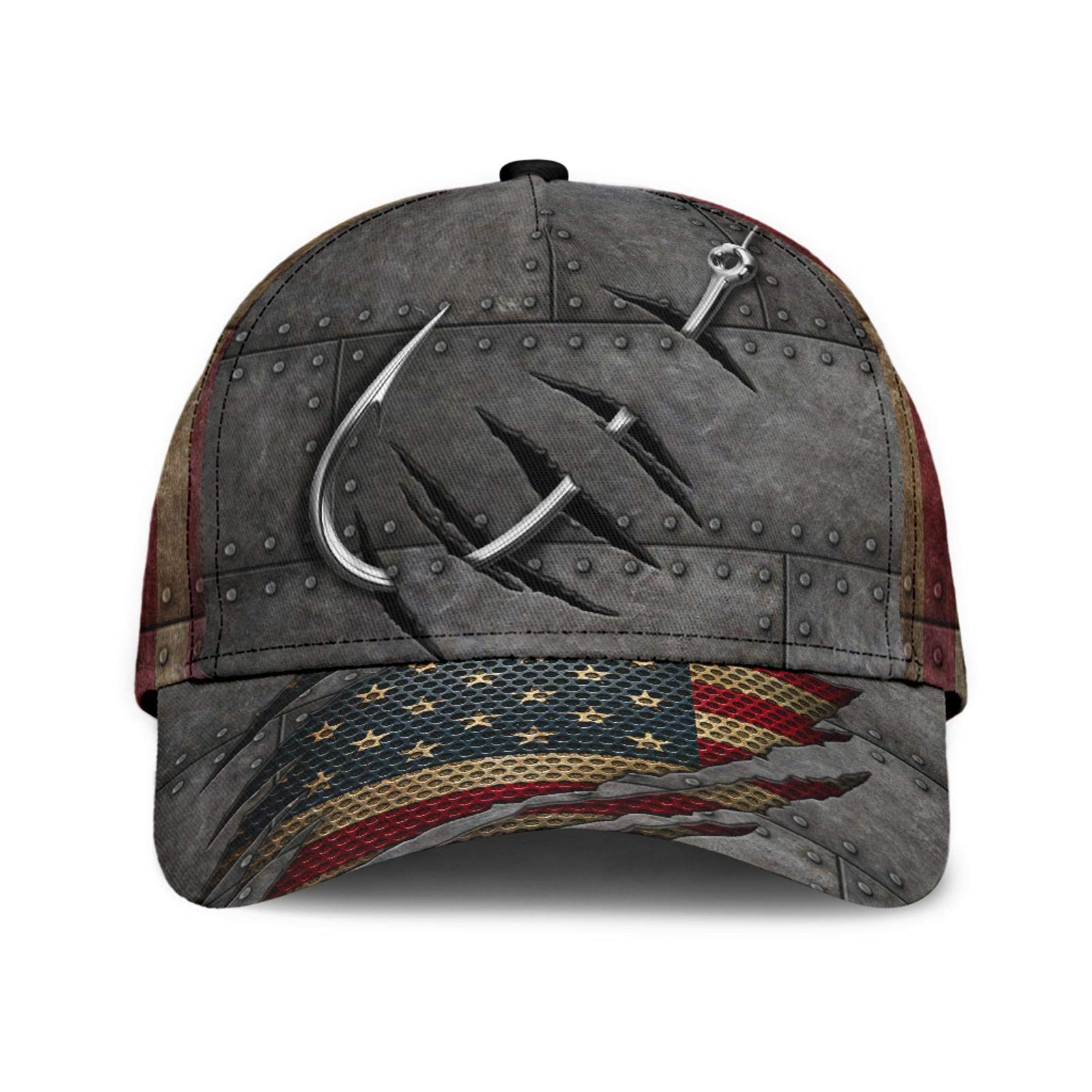 Yakio Fishing America Flag V1 Classic Cap - Patriotic Adjustable Baseball Hat for Men & Women - Perfect for Fishing, Outdoor Sports, and Casual Wear