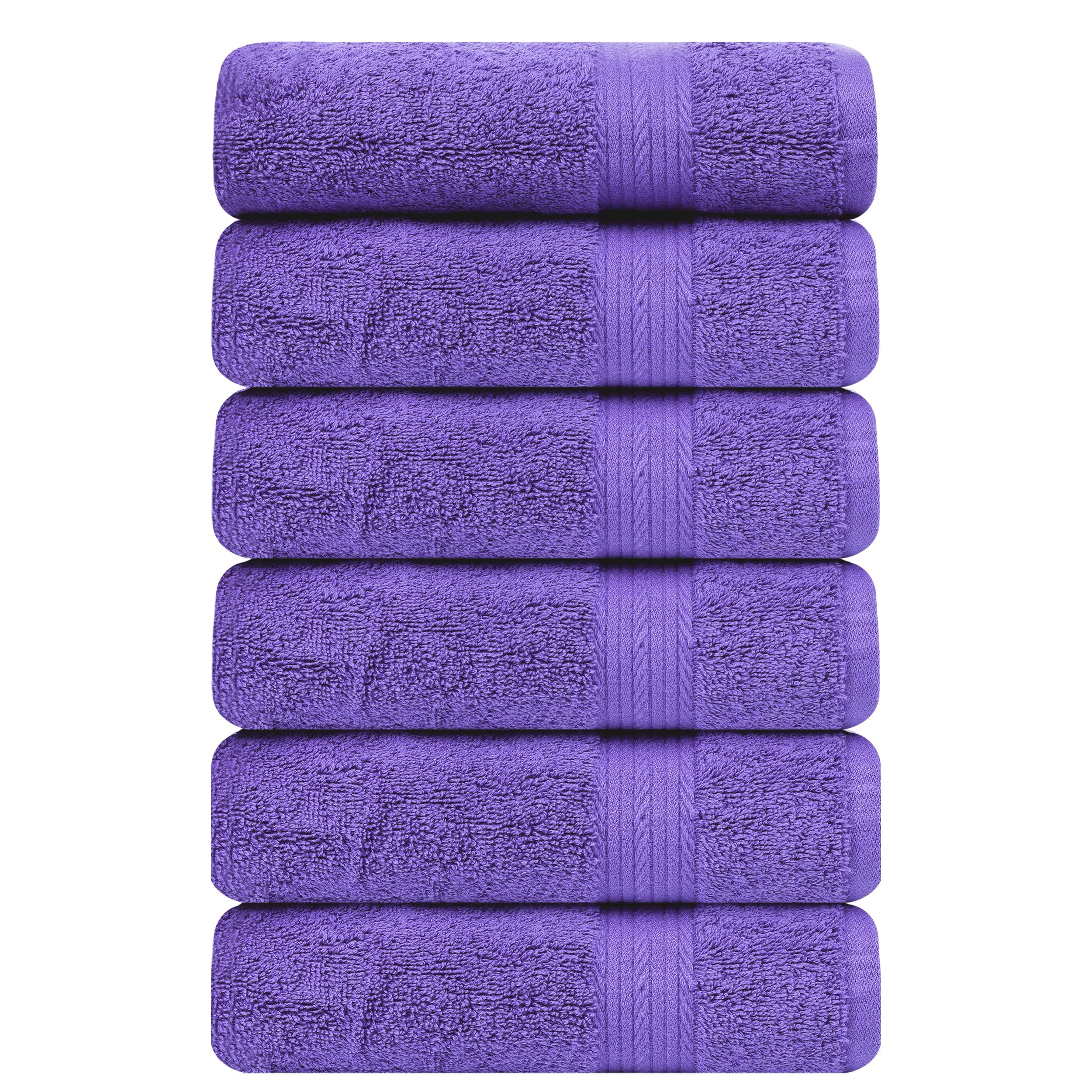 Premium 18x28 Inch 600 GSM 100% Cotton Bathroom Hand Towels - Ultra Soft & Absorbent (6-Pack, Purple) for Guest Bathrooms, Spa Days & Luxury Home Decor