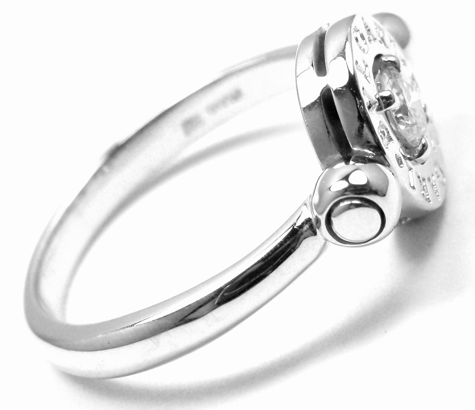 Authentic Bvlgari Bulgari Flip 18k White Gold Diamond Band Ring for Women - Luxury Wedding Engagement Gift & Anniversary Jewelry