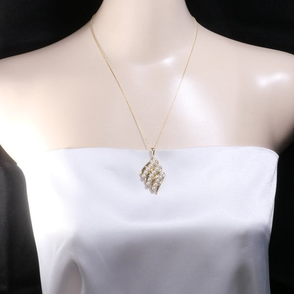18K Yellow Gold Akoya Pearl Diamond Pendant Necklace for Women - Elegant Bridal Jewelry, Anniversary Gift & Special Occasion Accessory