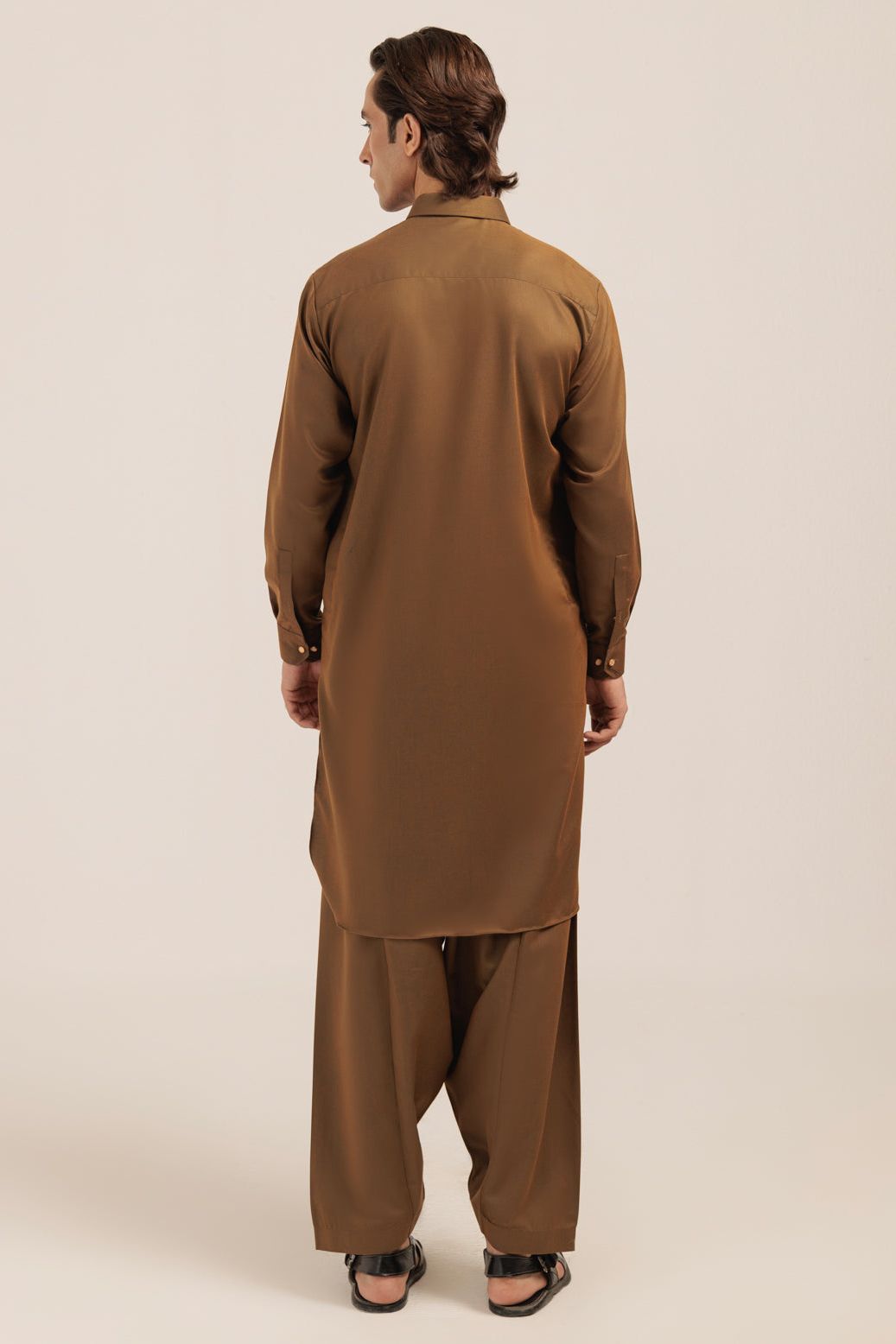 Stylish Blended Golden Kurta Shalwar Set for Men - Traditional Pakistani Ethnic Wear - Perfect for Eid, Weddings & Festive Occasions