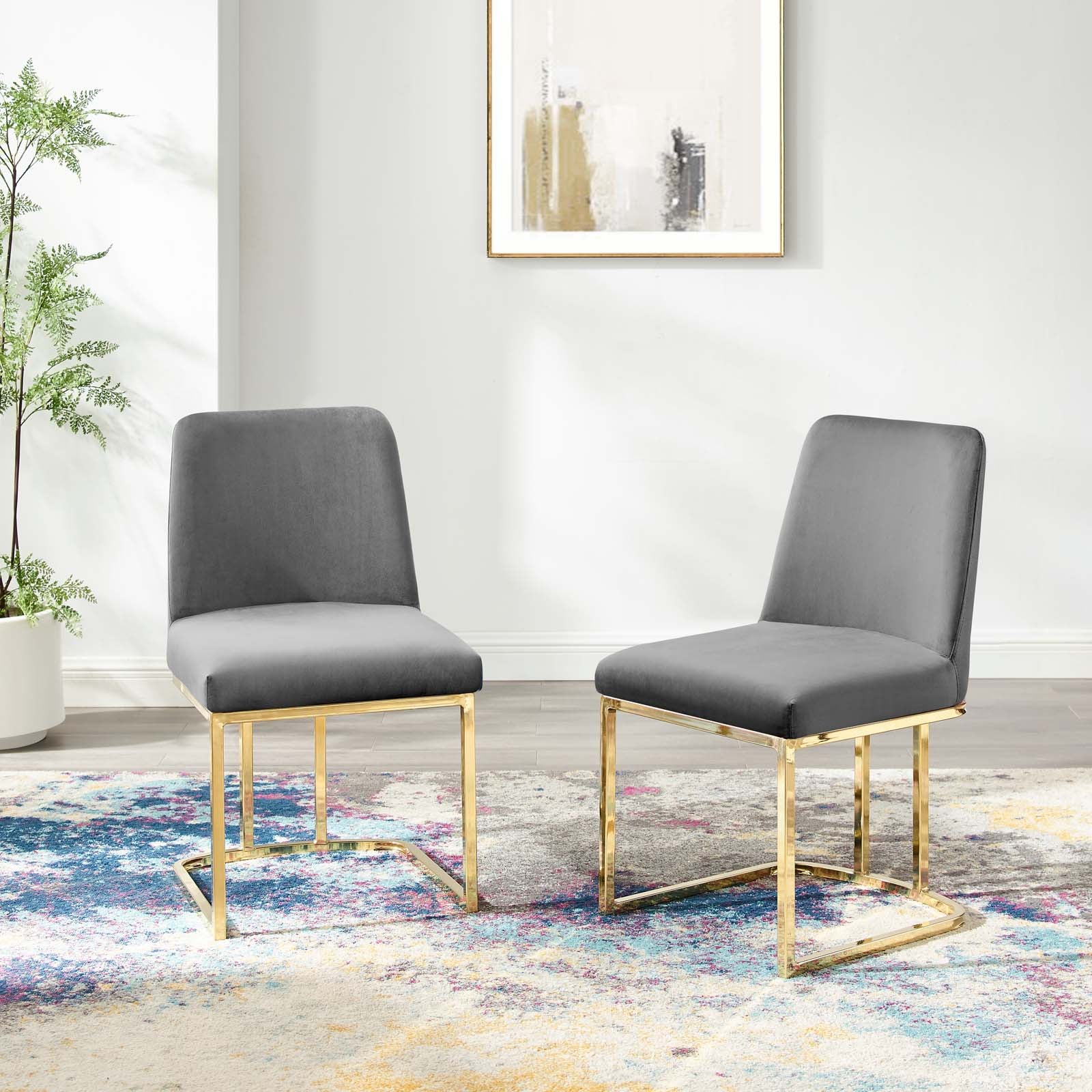 Premium Velvet Dining Chairs Set of 2 - Modern Upholstered Sled Base Chairs for Kitchen, Dining Room & Home Decor - Comfortable & Stylish Seating Solution