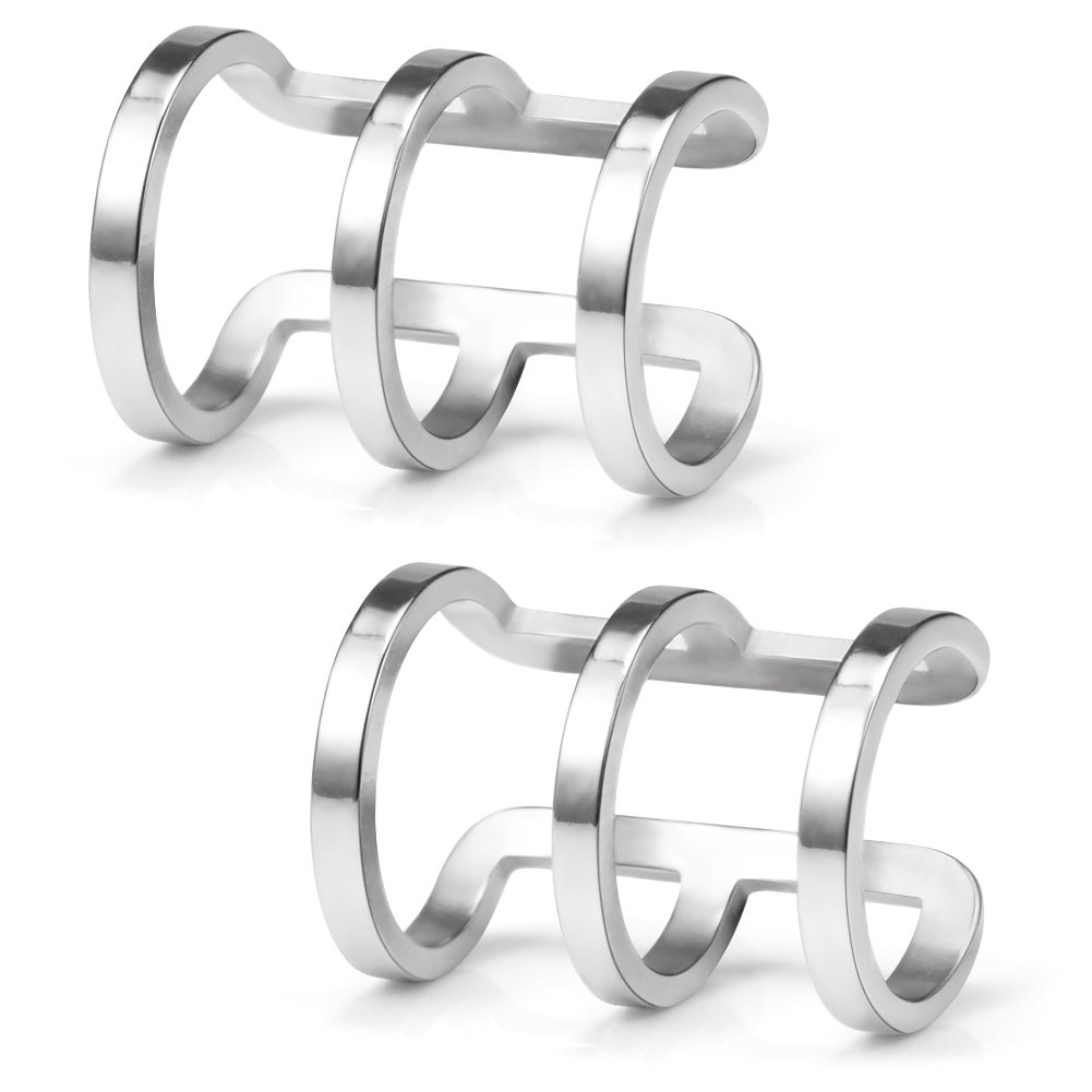 Ruifan Stainless Steel Clip-On Ear Cuffs - Non-Piercing Cartilage Earrings for Women & Men - 6 Piece Set - Perfect for Parties, Weddings & Everyday Fashion Accessories