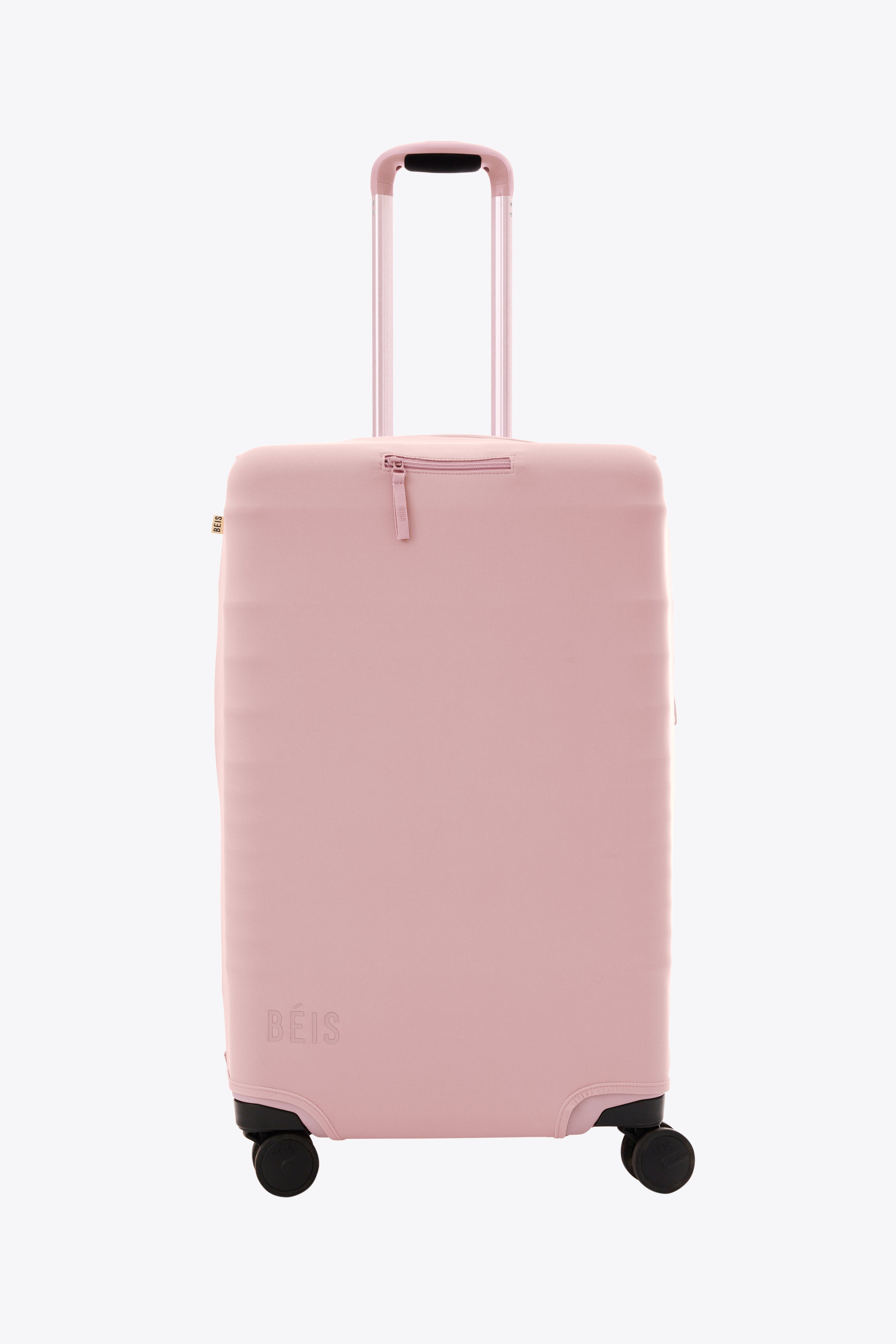 Atlas Pink Medium Check-In Luggage Cover - Waterproof & Durable Suitcase Protector for Travel, Airplane, and Vacation Use
