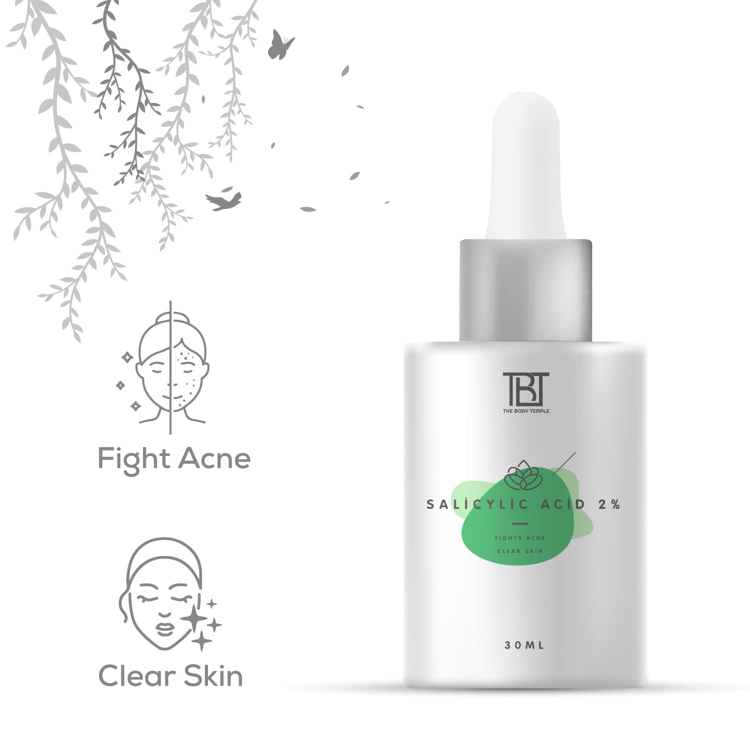 Sheltr 2% Salicylic Acid Face Serum for Acne & Oily Skin - Reduces Blackheads & Pigmentation - Unisex Skincare (30ml) - Perfect for Daily Acne Treatment & Pore Refining