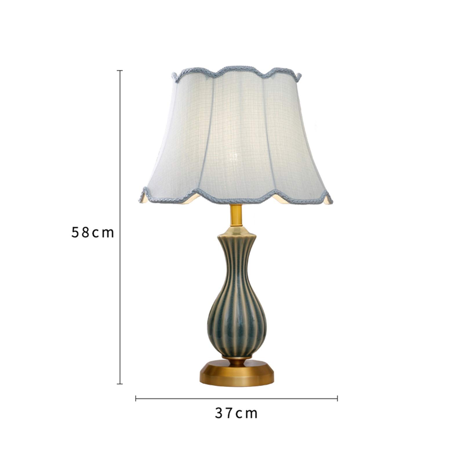 Ceramic Table Lamp with Copper Plating - Bedside Nightstand Lamp for Bedroom, Living Room & Study, E27 Socket with Fabric Lampshade, Decorative Striped Vase Design - Perfect for Reading, Relaxing & Ambient Lighting