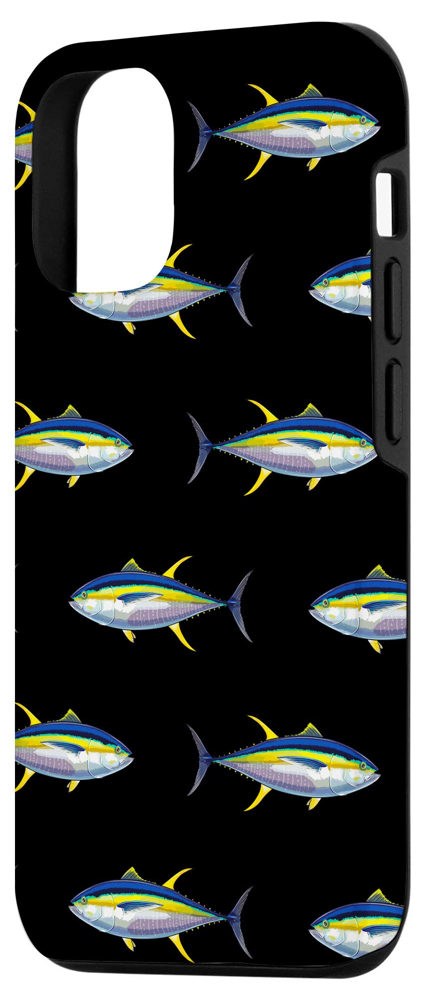 iPhone 12/12 Pro Case - Big Yellowfin Tuna Fish Design, Durable Black Protective Cover for Saltwater Fishing Enthusiasts | Perfect for Beach Trips, Boat Adventures & Outdoor Activities