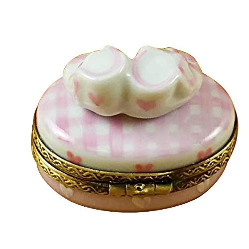 Authentic French Limoges Porcelain Figurine - Pink 'It's a Girl' with Shoes | Collectible Gift for Baby Showers, Christenings & Special Occasions