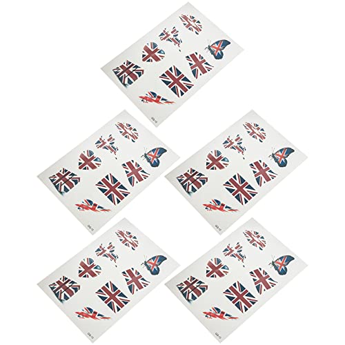 CLISPEED 5 Sets USA UK Flag Stickers - Patriotic Face & Body Decals for Football Games, Parties & Events - Waterproof Vinyl Stickers for Cheering, Sports Fans & Festive Celebrations