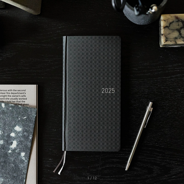 Hobonichi Techo 2025 Planner - Black Gingham Weeks Hardcover, Weekly Horizontal Layout, English Edition (January Start, Monday Start) | Perfect for Journaling, Productivity & Daily Planning