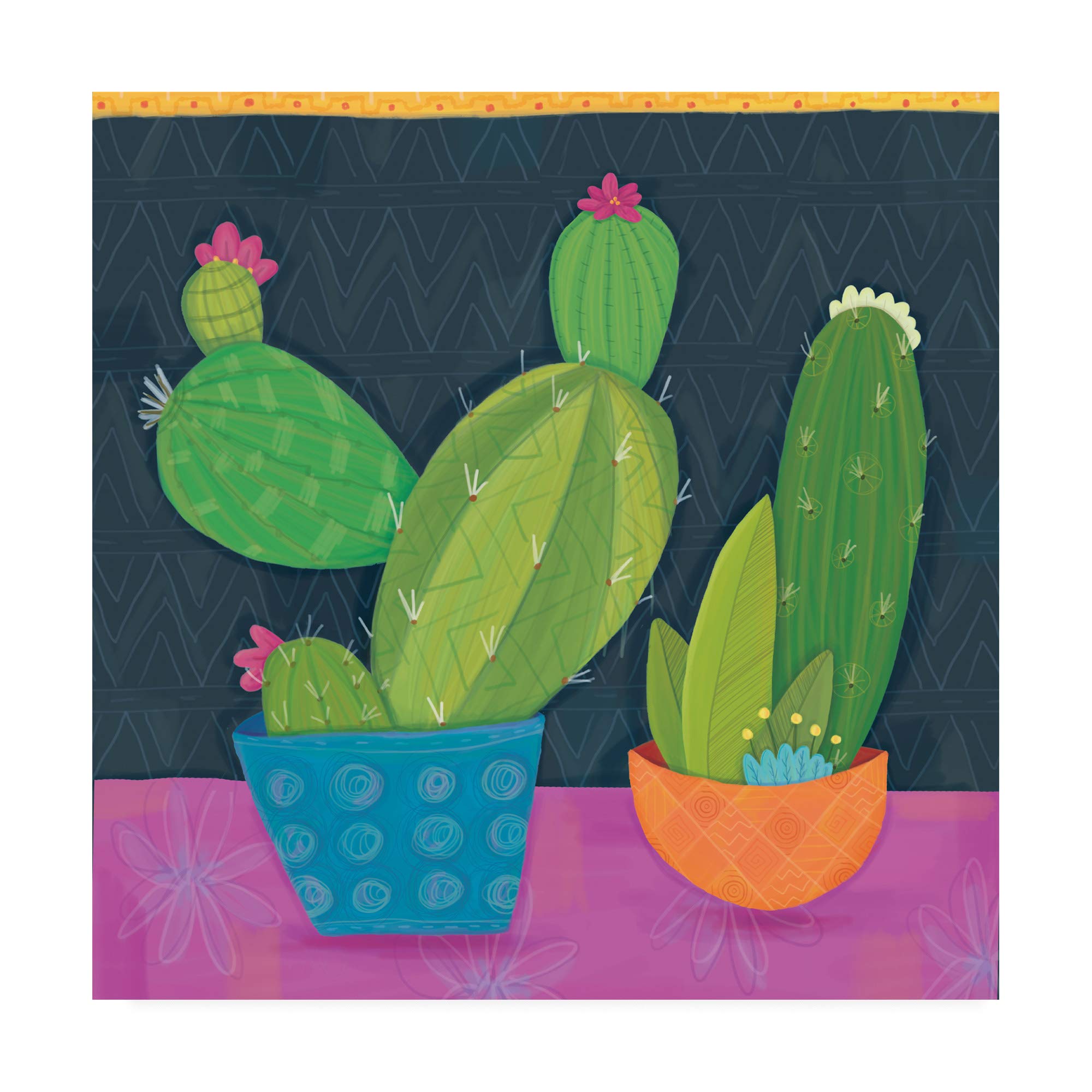 Trademark Fine Art 18x18 Bright Cactus 1 by Holli Conger - Vibrant Wall Decor for Living Room, Bedroom & Office