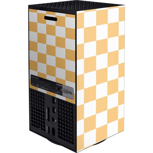 Skinit Custom Gaming Skin for Xbox Series X Console - Yellow & White Checkerboard Design | Protective Vinyl Decal | Perfect for Gamers & Collectors