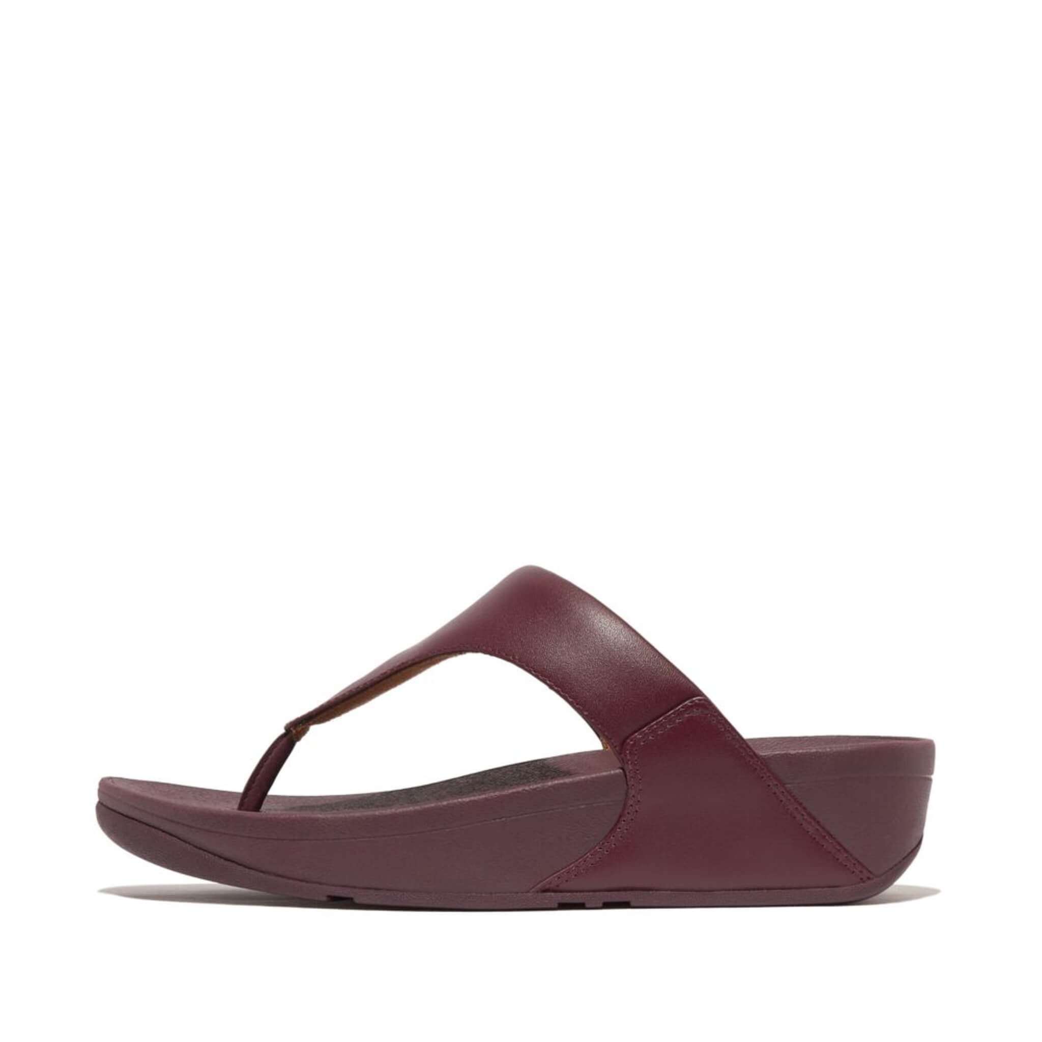 FitFlop Lulu Leather Sandals for Women - Comfortable Mauve Wine Slide Sandals | Perfect for Beach, Vacation & Summer Walking