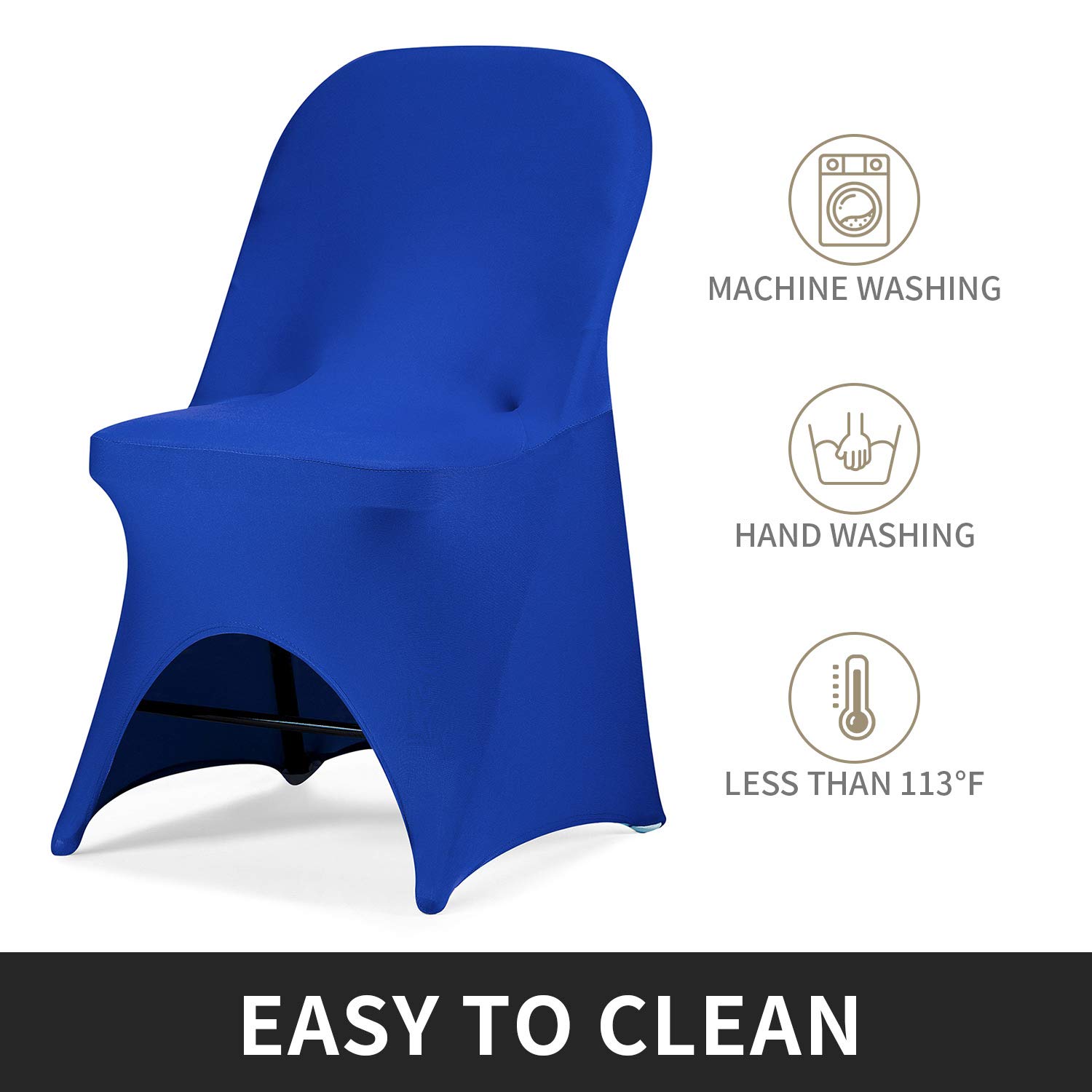 Peomeise Stretch Spandex Folding Chair Covers - 6 Pack Royal Blue Open Back Design for Wedding, Party, Banquet & Special Events - Perfect for Indoor/Outdoor Dining, Bridal Showers & Formal Occasions