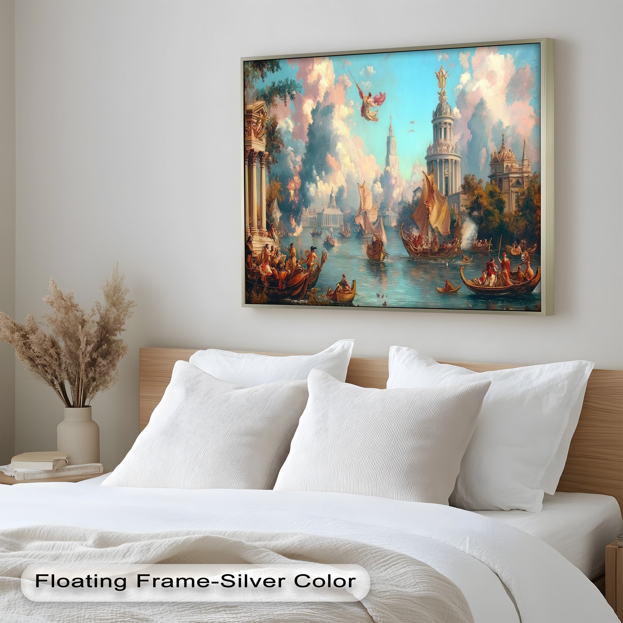 Baroque River Parade - Grand Venetian Fantasy Oil Painting | Hand-Painted Canvas Art for Home & Office Decor | Perfect for Living Room, Bedroom, or Gallery Wall Display