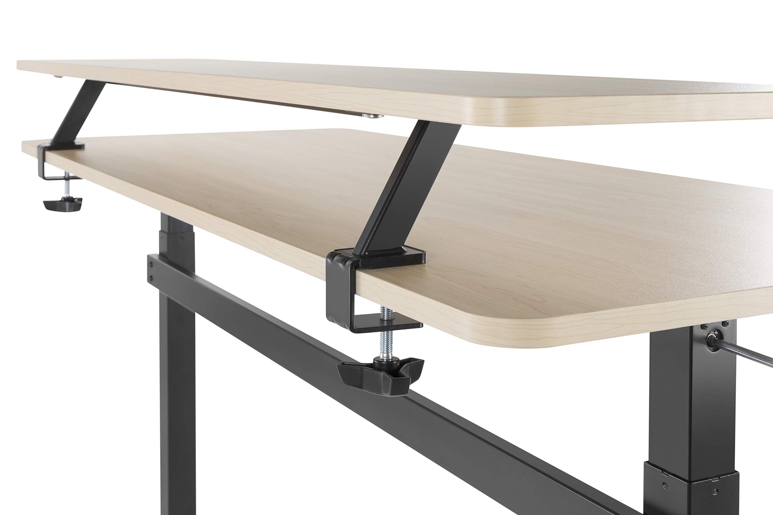 Stand Steady 55 Inch Clamp-On Desk Shelf - Large Monitor Riser for 3 Screens with Extra Storage Space | Ergonomic Computer Monitor Stand with Secure Clamp Base (No Screws Needed) - Perfect for Home Office, Gaming Setup & Workspace Organization (Maple, 55 Inch)