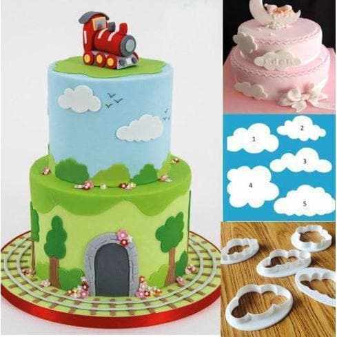 5-Piece Clouds and Cloud Shape Cookie Cutter Set - Perfect for Baking, DIY Cookies, Cake Decorating, and Kids' Craft Activities
