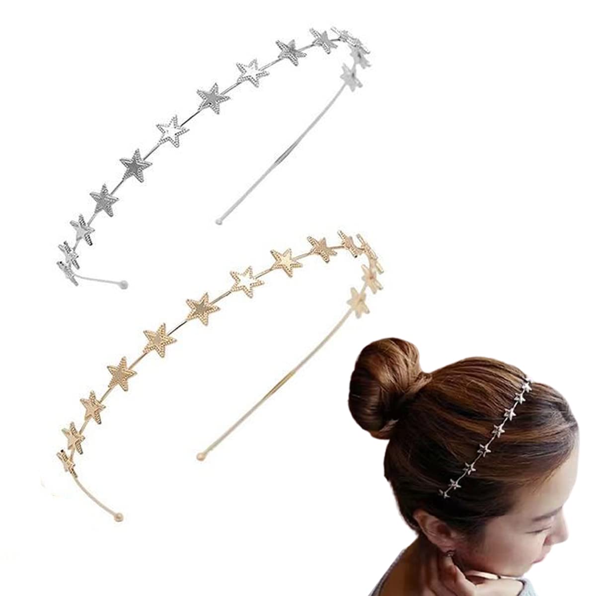 2 PCS Five-Pointed Star Headbands - Party, Birthday, Bridal Hair Hoops for Women & Girls (Random Colors) | Perfect for Cosplay, Festivals, Themed Parties & Photo Shoots