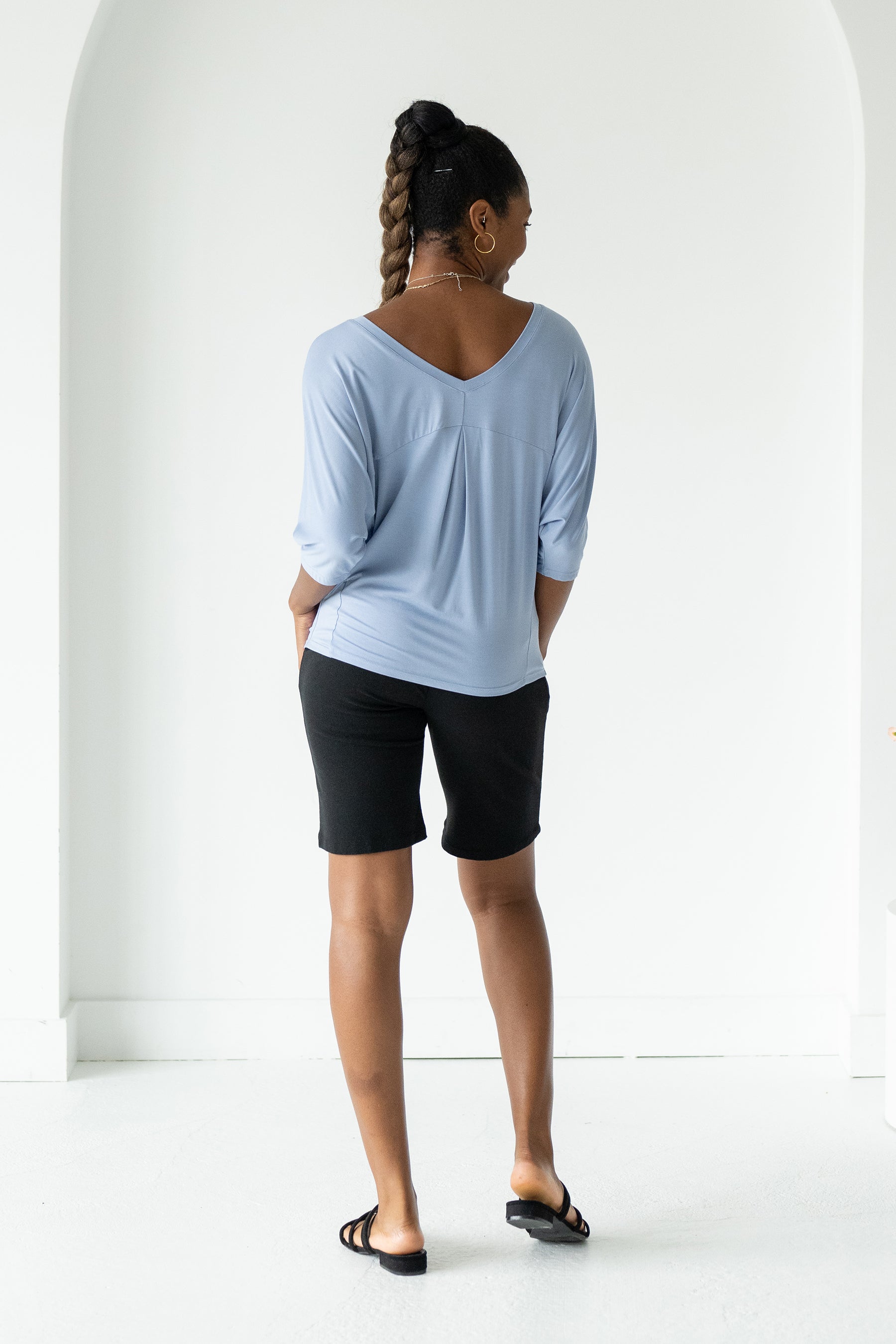 Rowelle Women's Bamboo Top Powder Blue - Soft & Breathable Summer T-Shirt for Casual Wear & Outdoor Activities