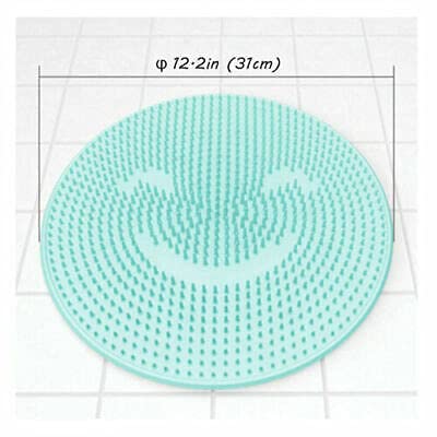 Non-Slip Silicone Foot Scrubber & Massage Mat - Exfoliating Bath Brush with Suction Cups for Back & Sole Cleaning - Blue - Perfect for Shower, Bathtub, and Spa Relaxation at Home