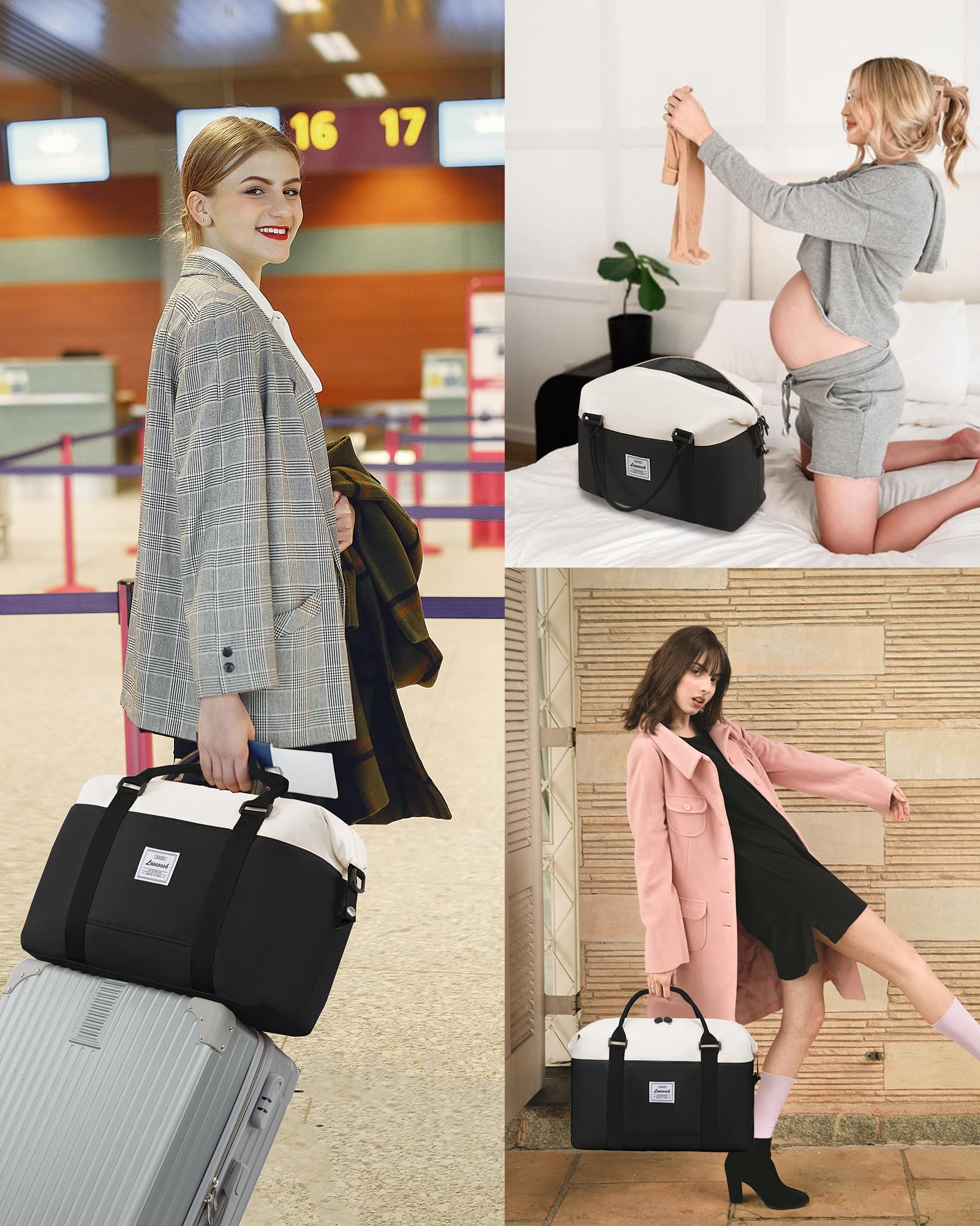 LOVEVOOK Women's Weekender Bag - Stylish Travel Tote, Gym Duffel & Carry On Overnight Bag with Toiletry Pouch | Perfect for Weekend Getaways, Workouts & Hospital Visits