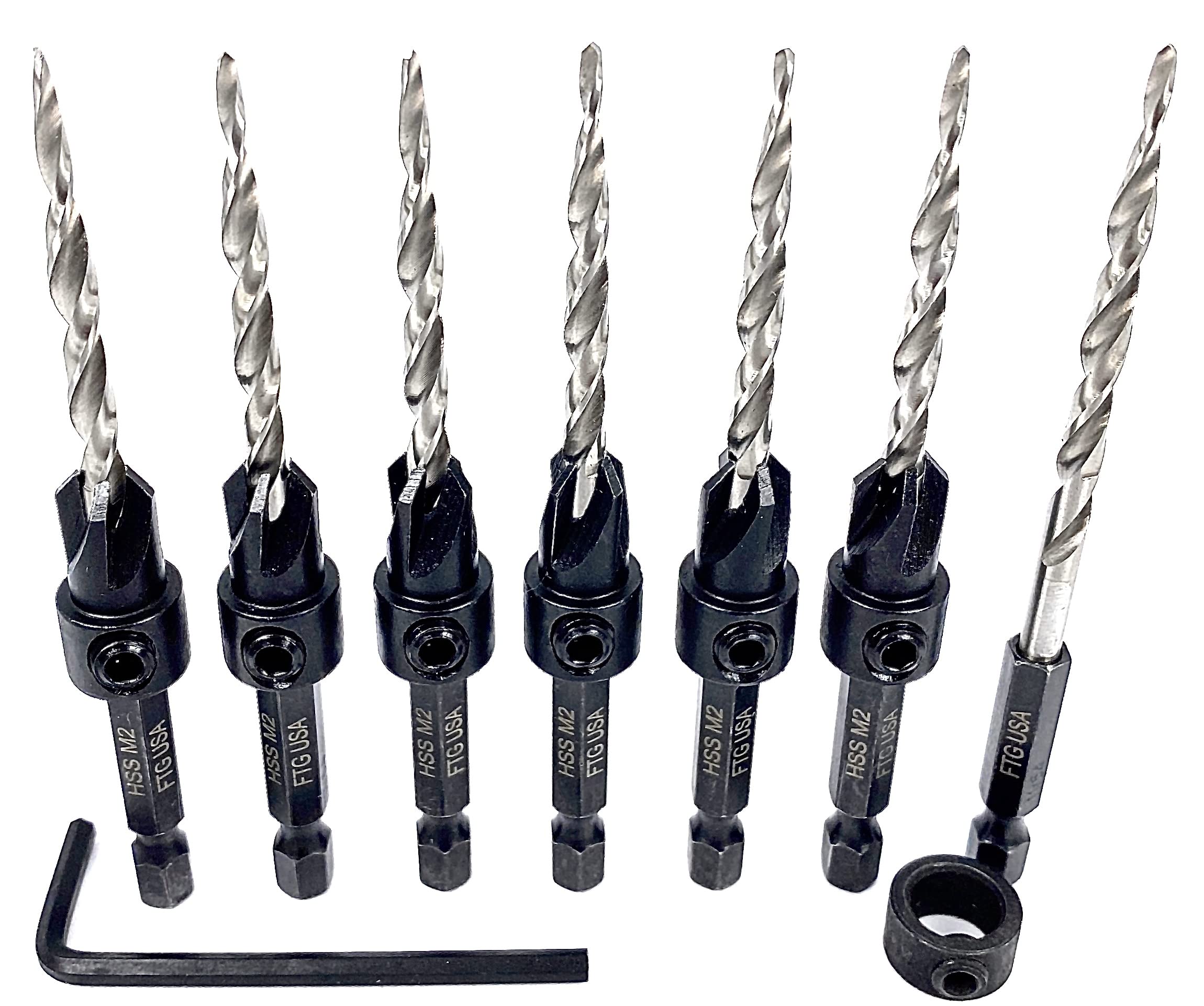 6-Piece Tapered Countersink Drill Bit Set - #8 (11/64