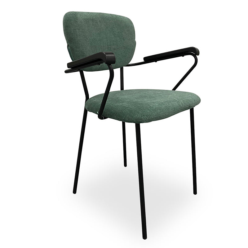 KELBY Modern Arm Chair - Jade Green & Black Upholstered Accent Chair for Living Room, Bedroom, or Office - Comfortable Lounge Seating with Sturdy Metal Legs