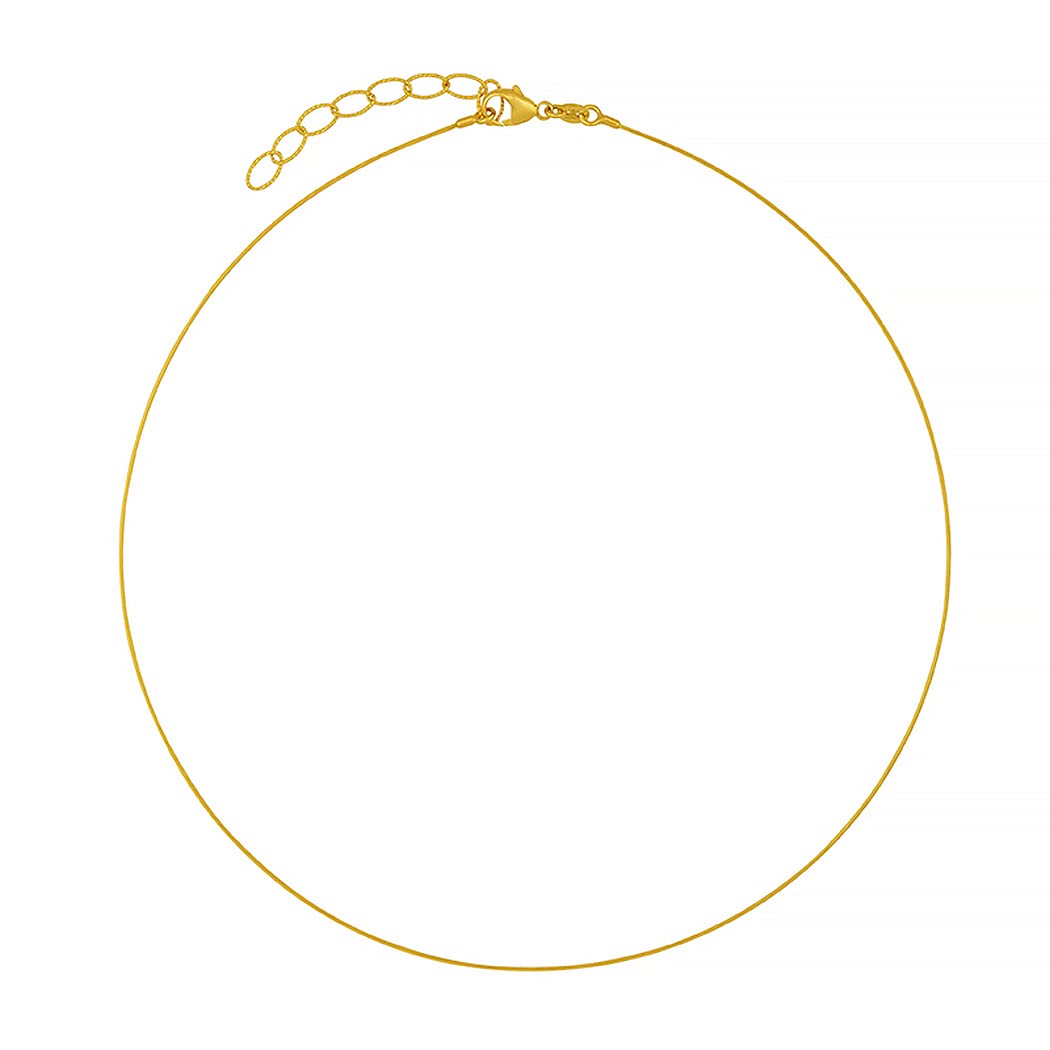 14K Yellow Gold Cable Chain Necklace for Women - 0.7mm Thin Dainty Wire Jewelry - 16