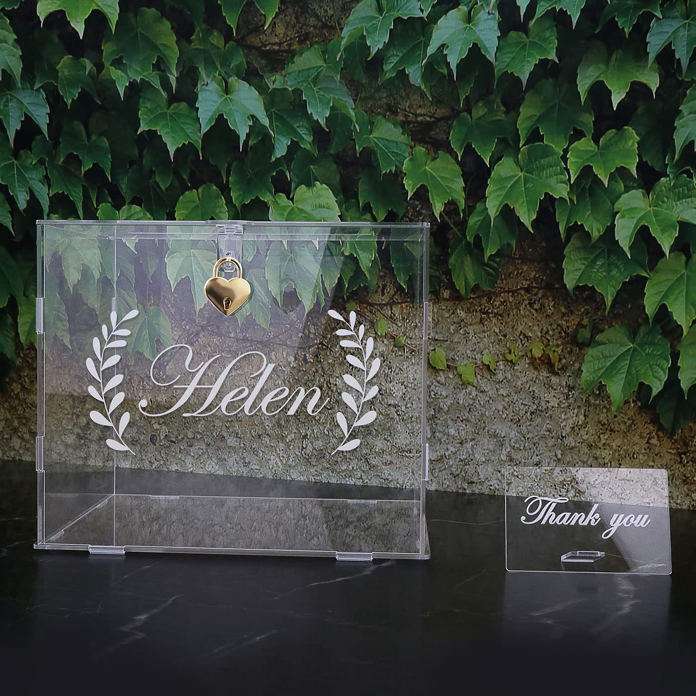 Personalized Acrylic Wedding Card Box with Lock & LED Lights - Elegant Rhinestone Wishing Well for Reception, Graduation, Baby Shower & Birthday Parties | Secure Money Gift Box for Weddings, Anniversaries & Special Events