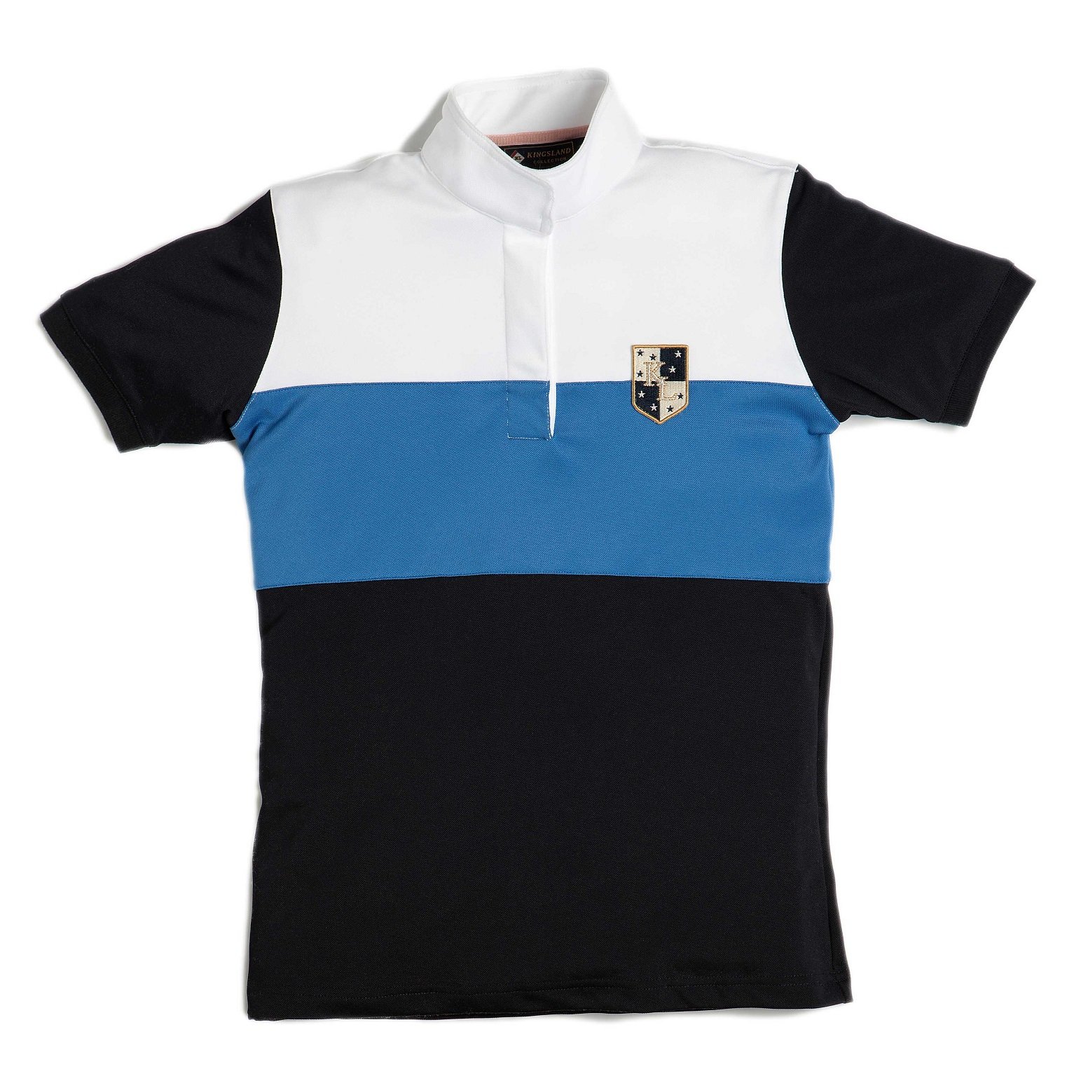 Women's Short Sleeve Performance Golf Polo Shirt - White, Navy & Riviera Blue - Moisture Wicking, Hidden Button Placket - Perfect for Golf, Tennis & Casual Wear