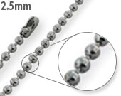 Stainless Steel Dog Tag Bead Chain Necklace 2.5mm - Military Style Pendant Necklace for Men & Women - Perfect for Everyday Wear, Gifts & Fashion Accessories
