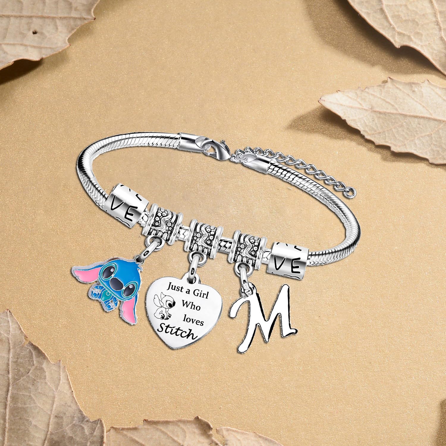 Personalized Initial Letter Stitch Bracelet for Women - Custom Name Jewelry, Christmas & Birthday Gifts for Stitch Lovers | Perfect for Disney Fans, Everyday Wear & Special Occasions