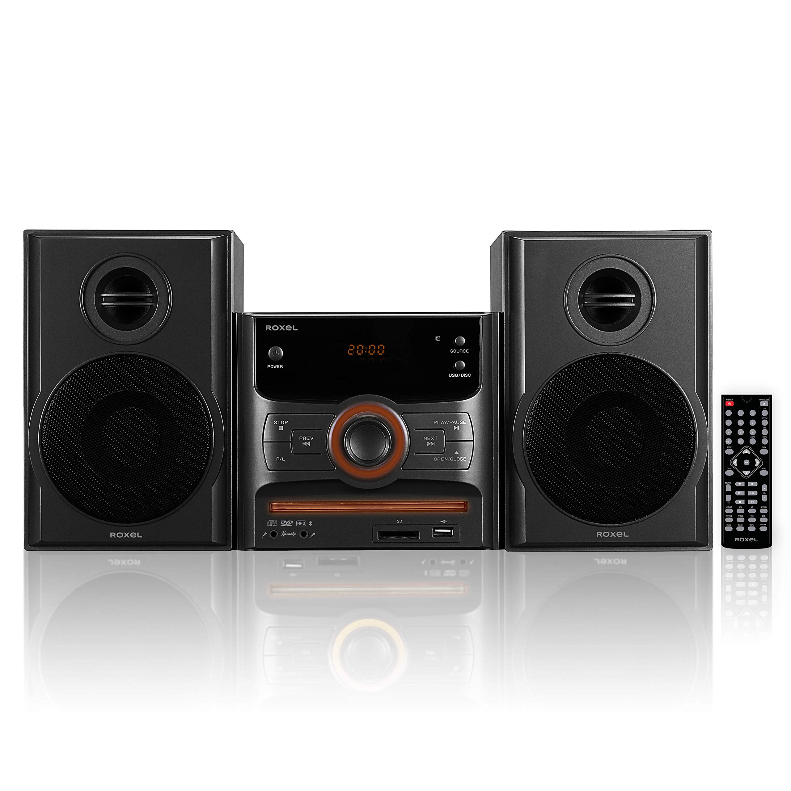 Roxel RCD-250BT Compact All-in-One Micro HiFi System with CD/DVD Player, Karaoke, Bluetooth, FM Radio, USB MP3 Playback & Remote - 40W RMS for Home Entertainment, Parties & Small Spaces