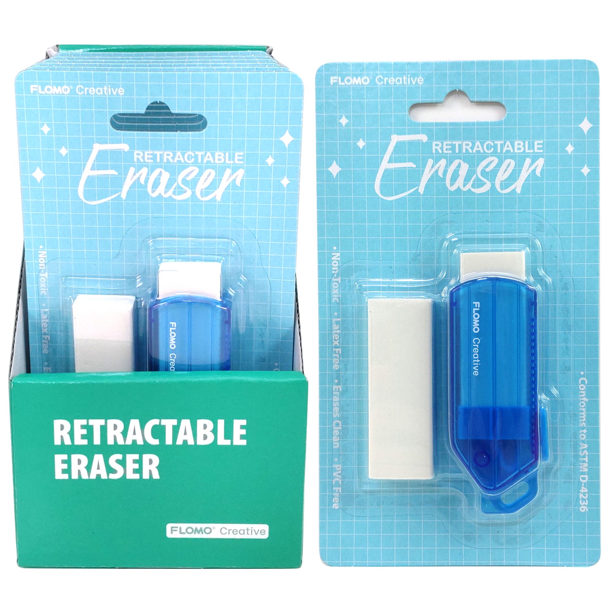 Retractable Eraser with Refill - Blue Mechanical Pencil Eraser for School, Office & Art - Perfect for Sketching, Writing & Precision Erasing