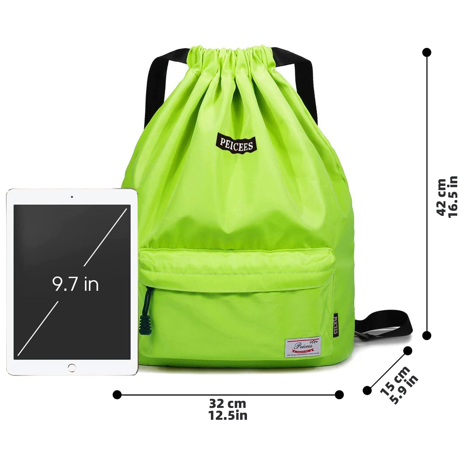 Waterproof Drawstring Sports Bag - Lightweight Sackpack Backpack for Men & Women - Gym, Travel, Hiking, Beach Essentials Storage