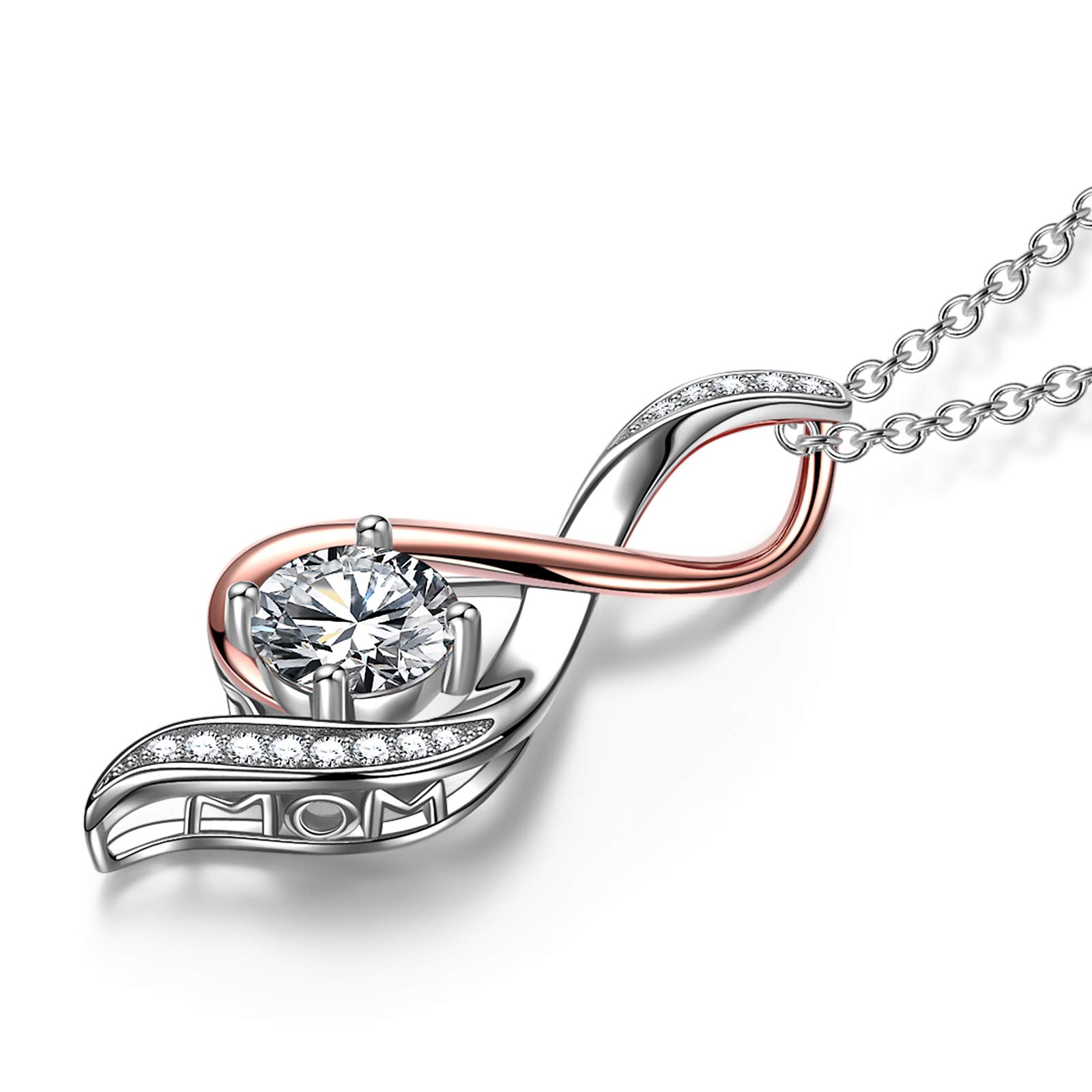 925 Sterling Silver Necklace for Women - White Gold Plated Cubic Zirconia Pendant with Gift Box | Elegant Jewelry Gift for Christmas, Birthday, Anniversary | Perfect for Date Night, Wedding & Special Occasions