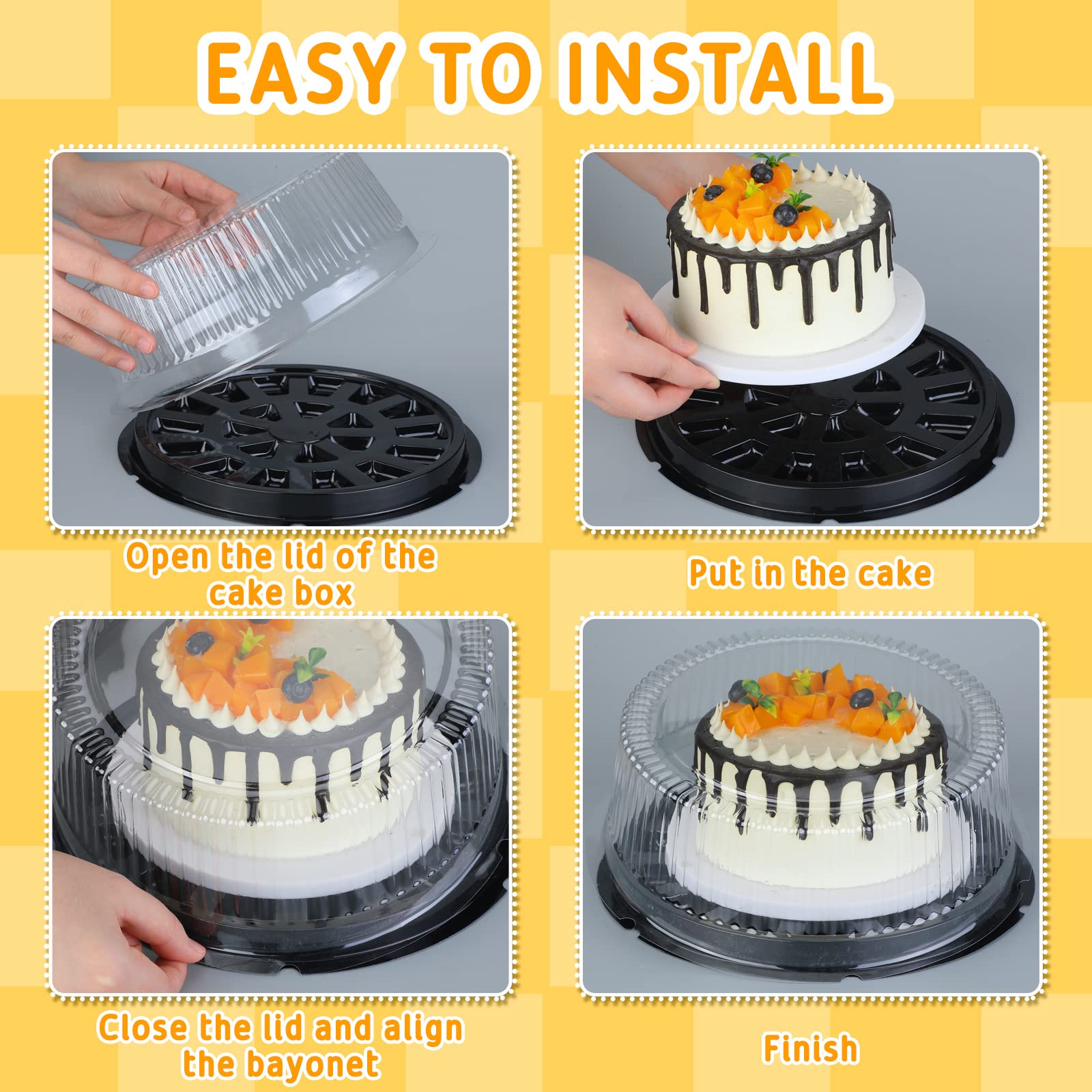 30-Piece 11-Inch Round Plastic Cake Containers with Lids | Disposable PET Food Storage Containers for Cakes, Desserts & Baking | Perfect for Transport, Parties, Catering & Bakery Use
