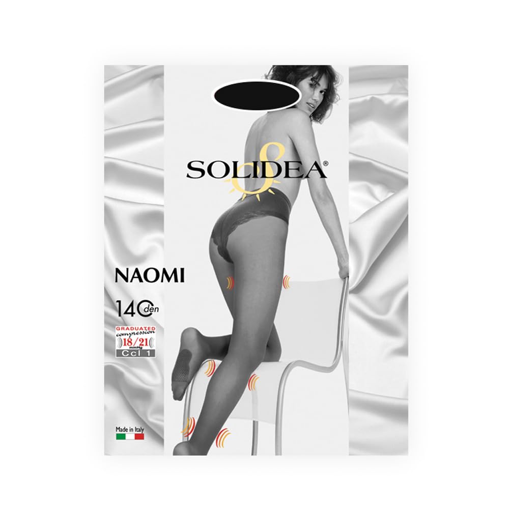 Solidea Naomi 140 Denier Compression Tights - Smoke Grey (Size 4-L) | Medical Support Stockings for Varicose Veins & Circulation | Perfect for Pregnancy, Travel & Post-Surgery Recovery