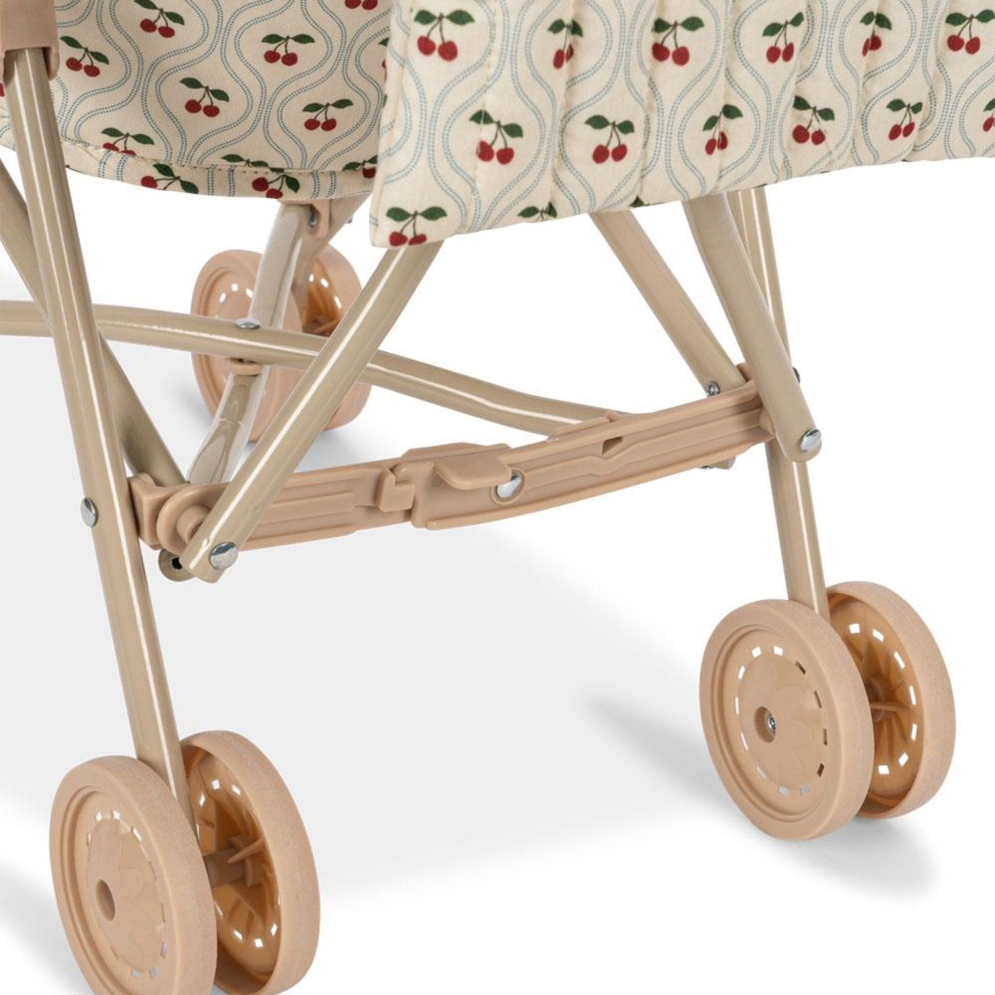 KONGES SLØJD Doll Stroller for Kids - Cherry Design Baby Stroller Toy for Toddlers & Girls - Perfect for Pretend Play, Indoor & Outdoor Use