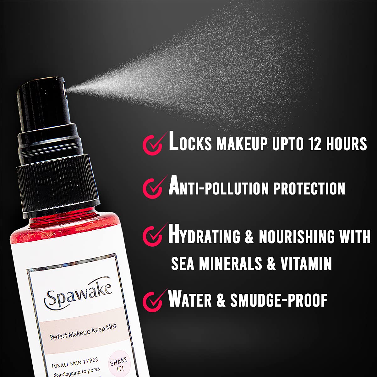 Spawake Makeup Fixer Spray with Vitamin B6 | Long-Lasting Makeup Setting Mist | 50ml | Perfect for Bridal, Photography & Daily Wear