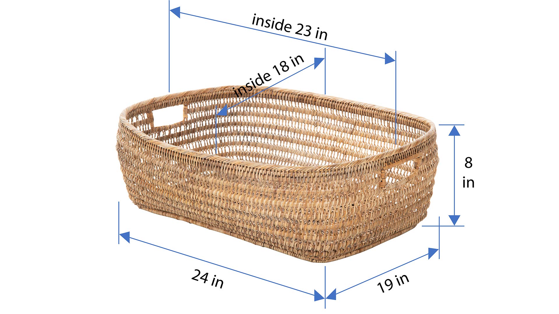 Kouboo Cambria Open Weave Basket - Natural Honey Brown Woven Storage Bin for Home Organization | Perfect for Blankets, Toys, and Laundry in Living Room, Bedroom, or Nursery