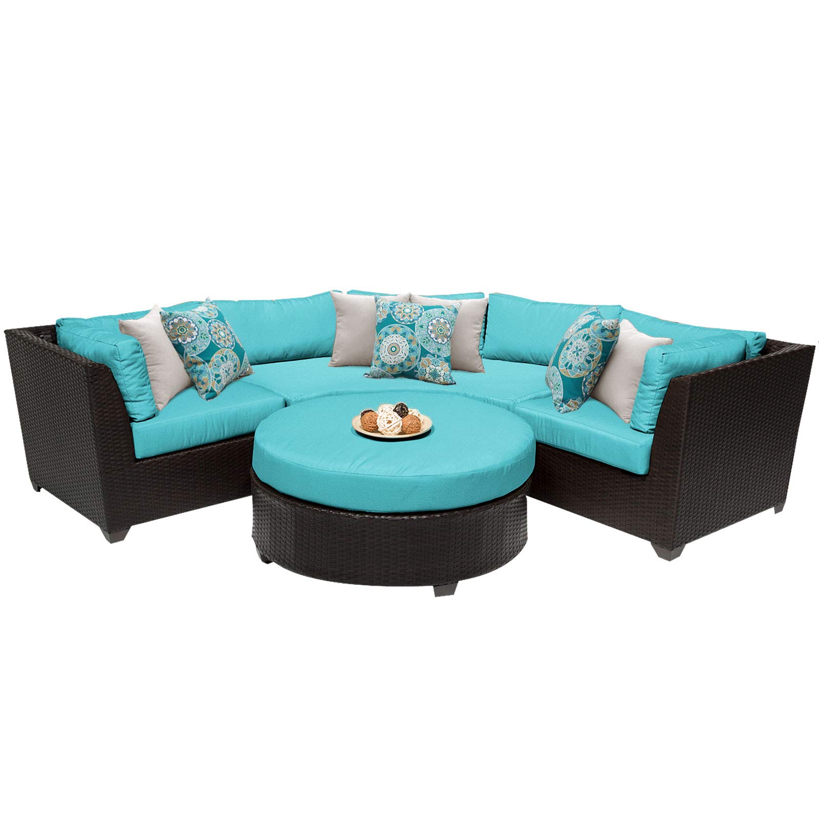 TK Classics 4-Piece Barbados Outdoor Wicker Patio Furniture Set - All-Weather Rattan Sofa with Coffee Table - Perfect for Poolside, Garden, and Backyard Relaxation (Aruba 04a)