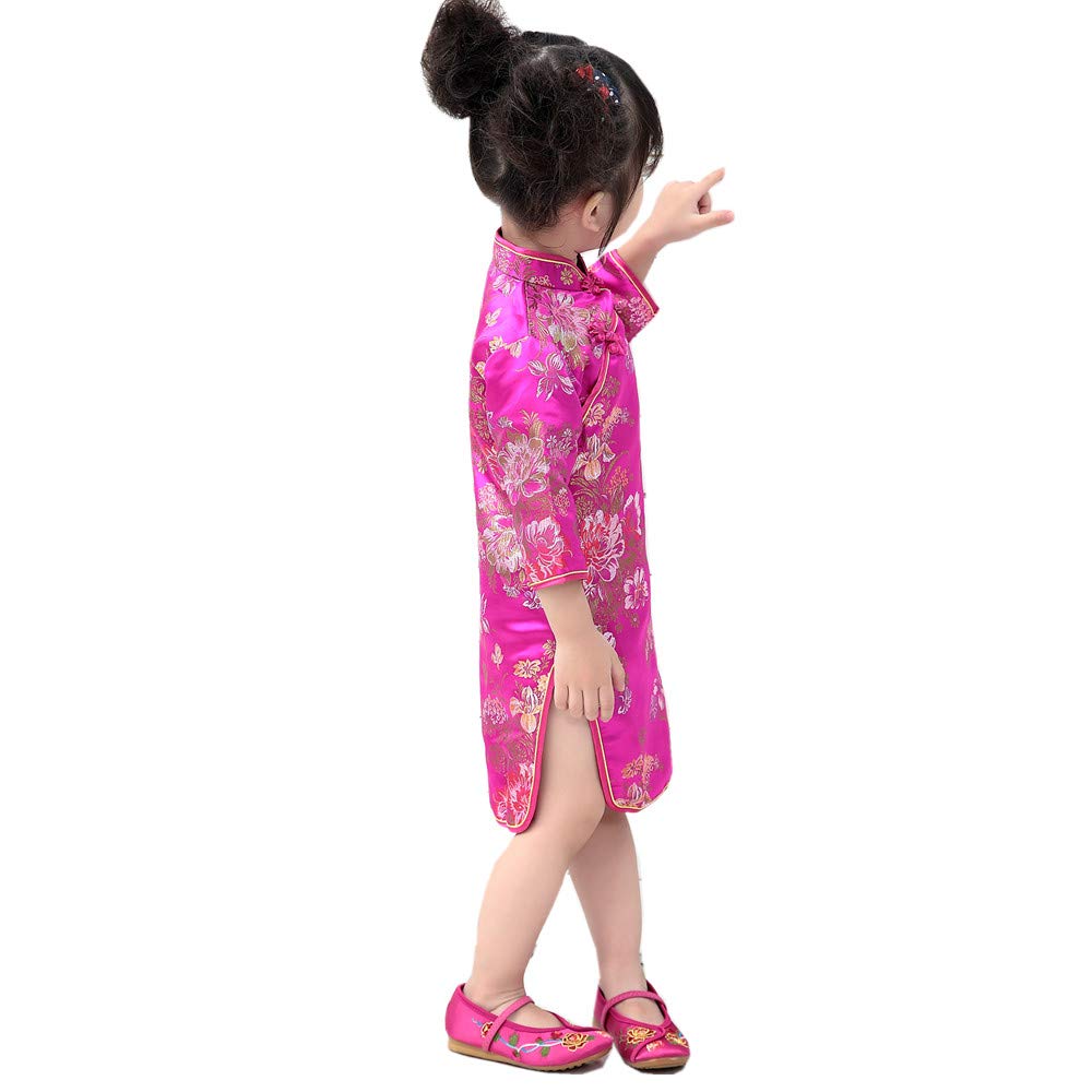 Elegant Chinese Qipao Dress with Peony Rose Embroidery - Half Sleeve Cheongsam for Women | Perfect for Wedding, Birthday Party, Princess Costume & Special Occasions
