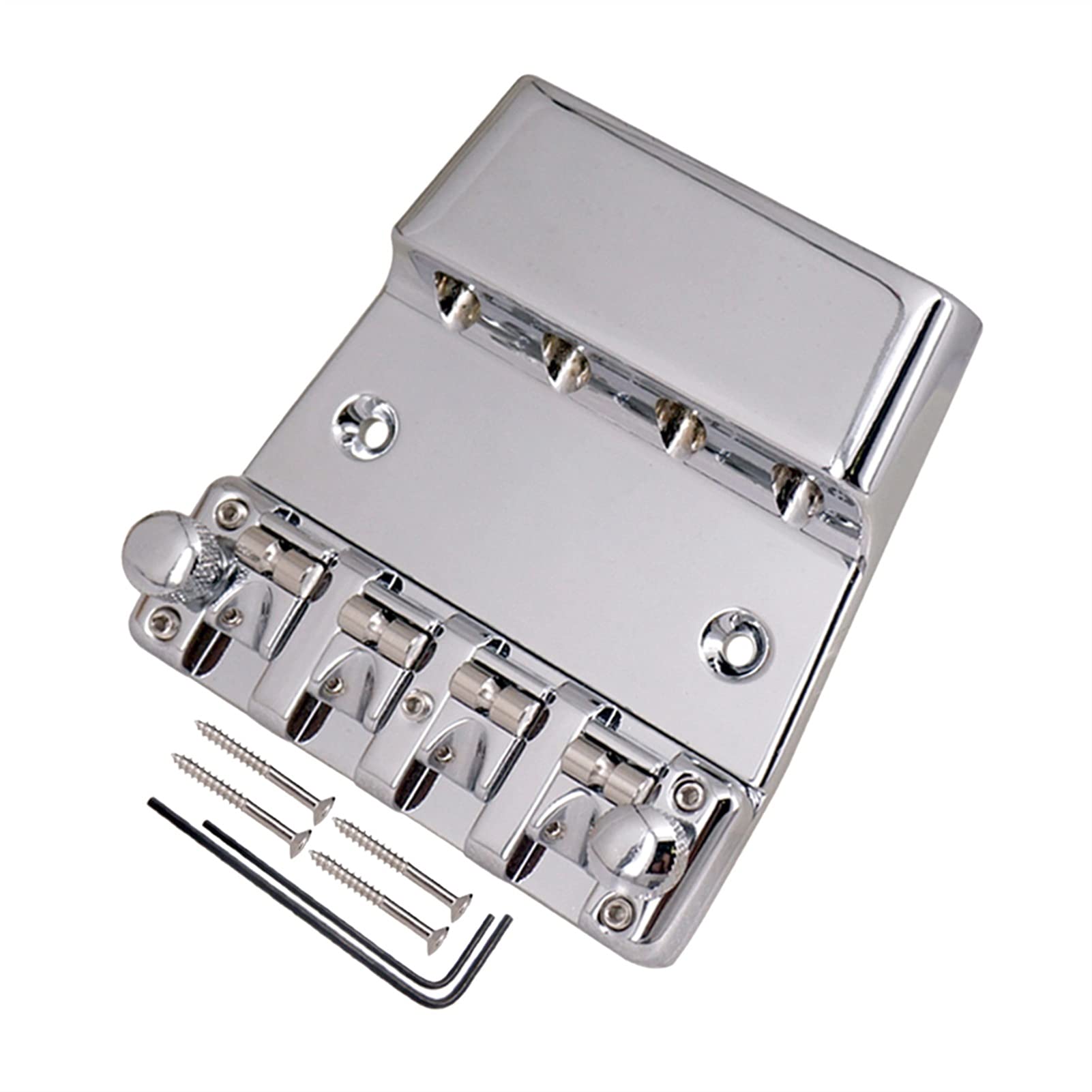 4 String Hard Tail Fixed Bass Guitar Bridge - Replacement Part for Electric Bass Guitar - Perfect for DIY Repairs & Upgrades, Studio & Live Performances