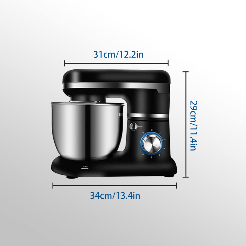 6-Speed Stand Mixer for Baking Bread, Cakes & Cookies - Electric Kitchen Mixer with Dough Hook, Flat Beater & Whisk - Perfect for Home Bakers & Professional Chefs - Ideal for Birthday Parties, Holiday Baking & Restaurant Use (Black)