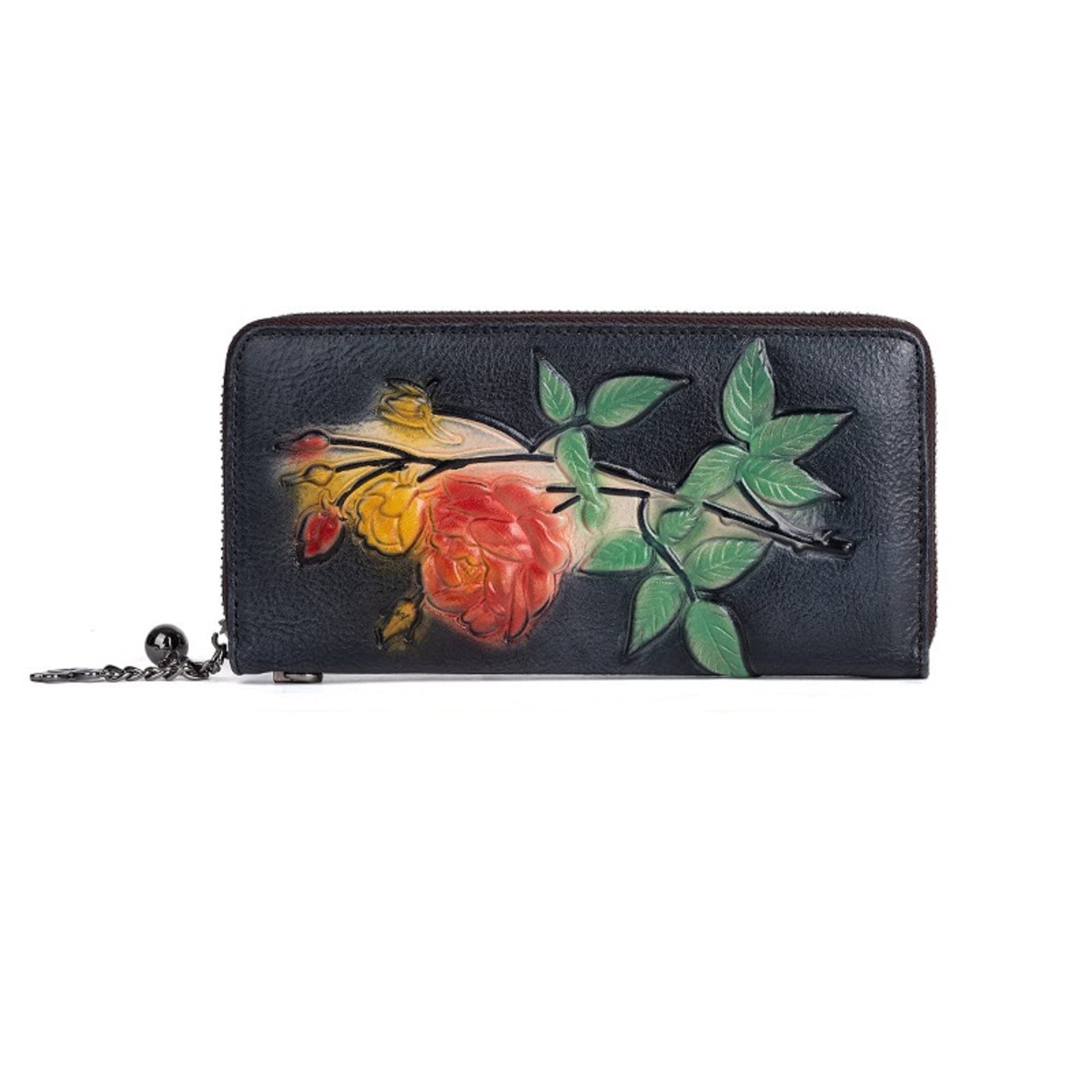 LMKIDS Retro Genuine Leather Wallets for Women - Vintage Embossed Ladies Clutch Purse with Tassel | Stylish Crossbody Wallet for Everyday Use, Parties & Date Nights (Style 20)
