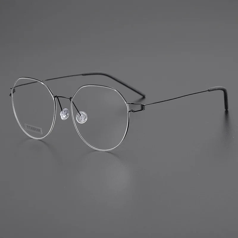 Stylish Black Titanium Full Rim Round Eyeglasses for Women - Lightweight & Durable Flat Top Frame - Perfect for Office, Reading & Everyday Fashion