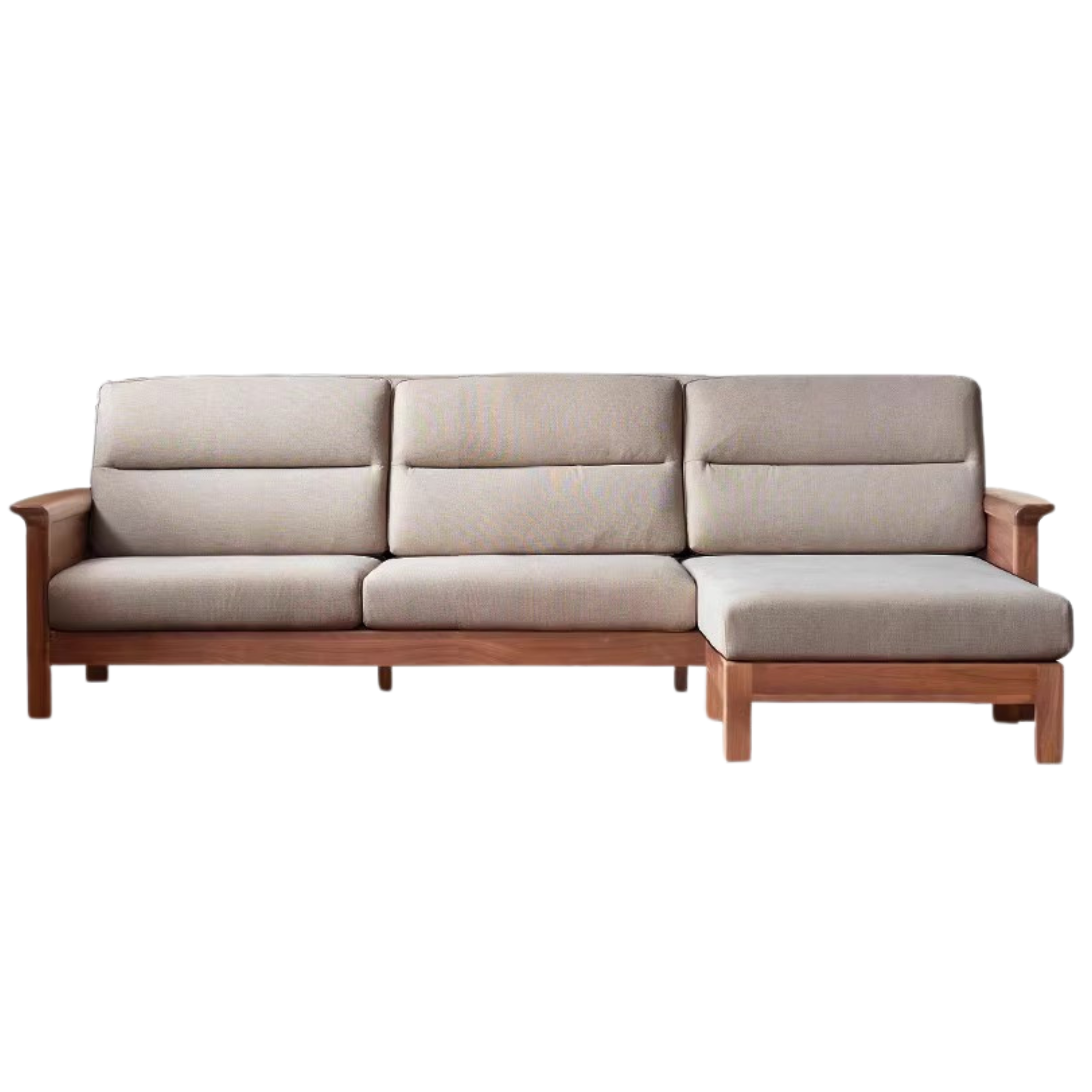 Premium Black Walnut Solid Wood Upholstered Fabric Sofa - Modern Living Room Furniture for Home & Office Comfort