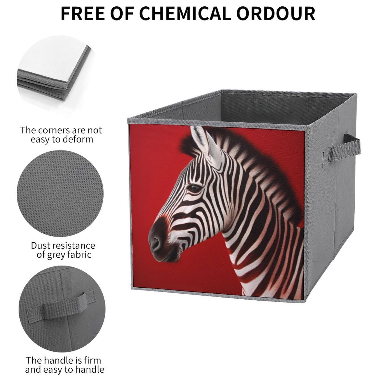 6-Pack Zebra Print Red Collapsible Storage Bins with Handles - Large Closet Organizer Baskets for Clothing, Toys & Home Organization | Perfect for Bedroom, Nursery & Closet Storage