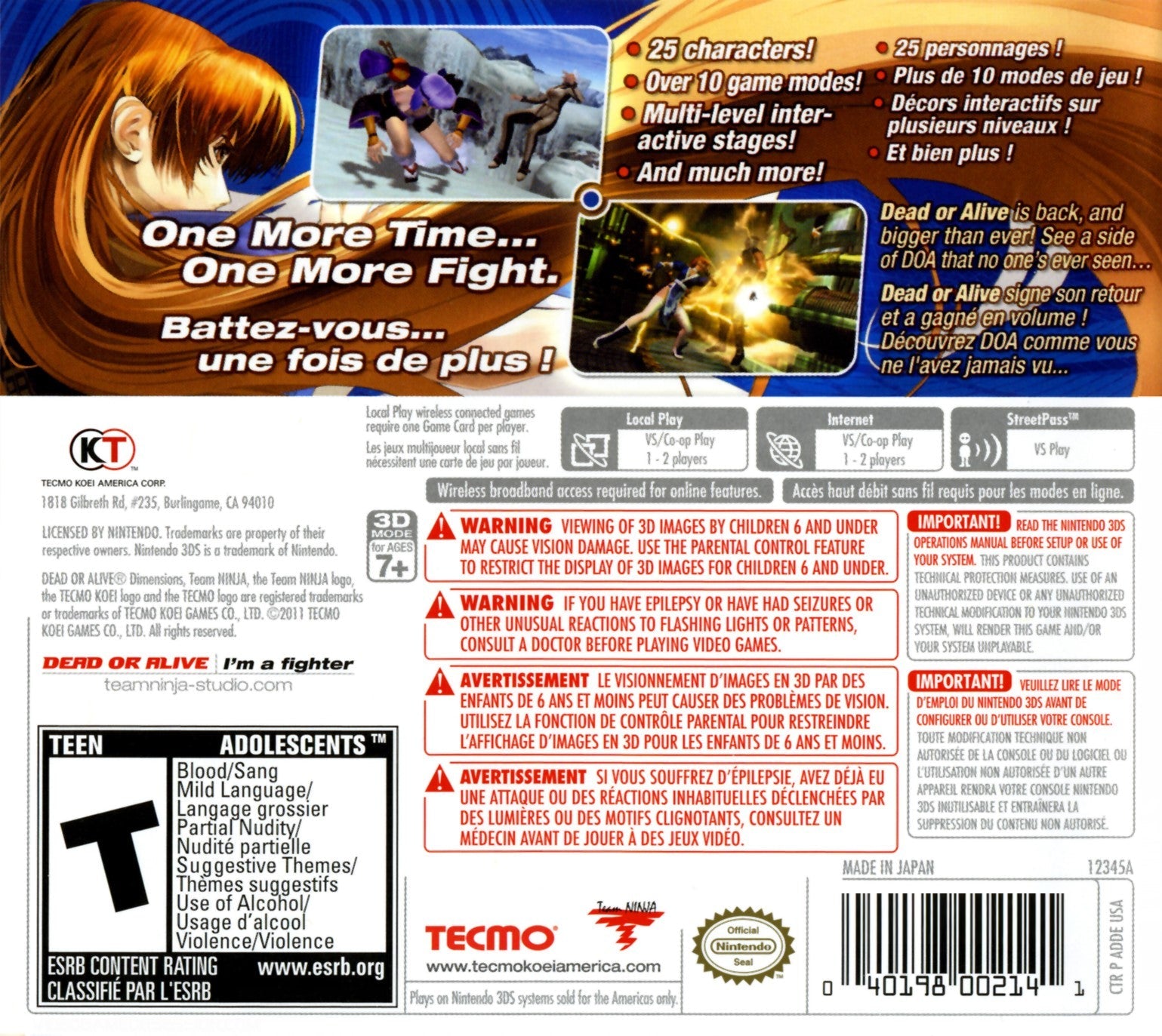 Dead or Alive Dimensions - Nintendo 3DS Fighting Game | Multiplayer Action Adventure | Perfect for Gaming Parties & Competitive Play